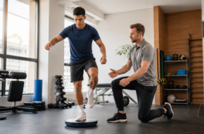 Atleta realizando teste funcional antes do retorno ao esporte após lesão
